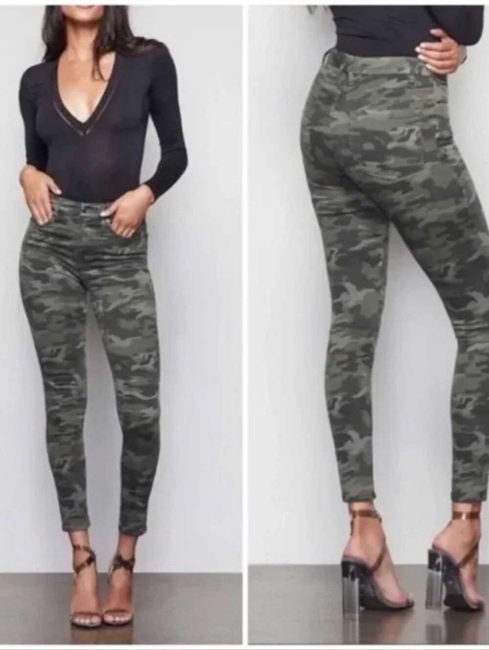 $159 Good American Good Legs Camo Skinny Jeans GL403AT 0 / 25